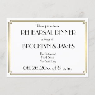 Great Gatsby Art Deco Wedding Rehearsal Invitation