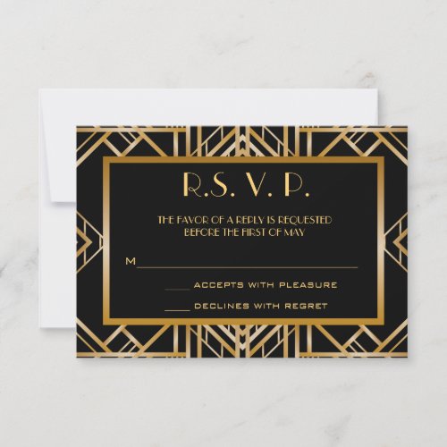 Great Gatsby Art Deco Wedding Response Cards RSVP