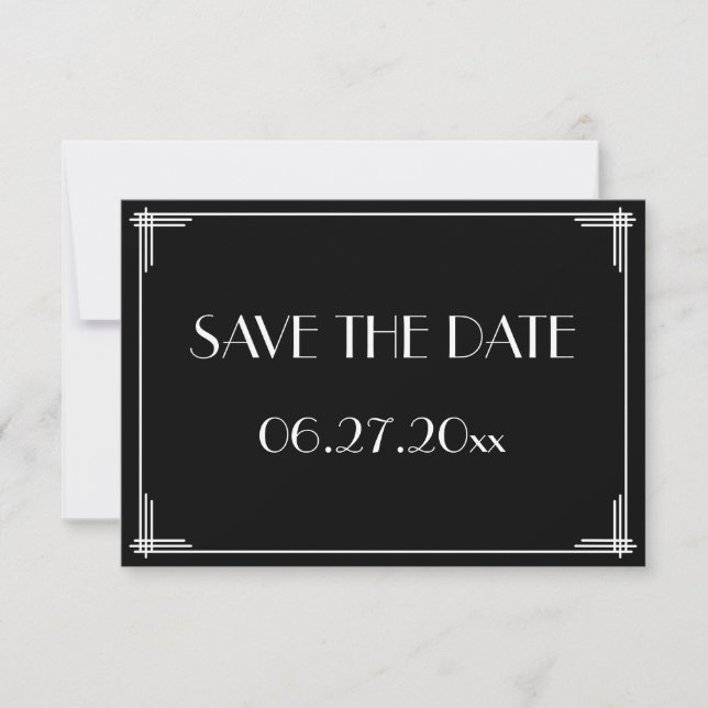 Great Gatsby Art Deco Wedding Save The Date Card (Front)