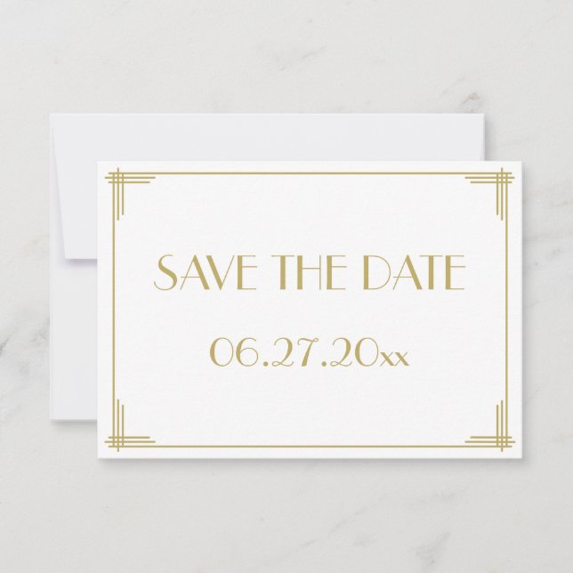 Great Gatsby Art Deco Wedding Save The Date Card (Front)