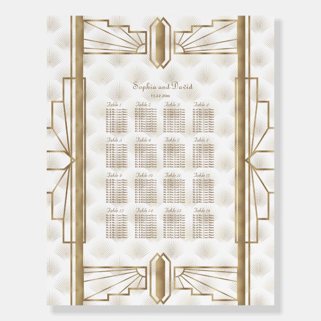 Great Gatsby Art Deco Wedding Seating Chart Foam Board (Front)