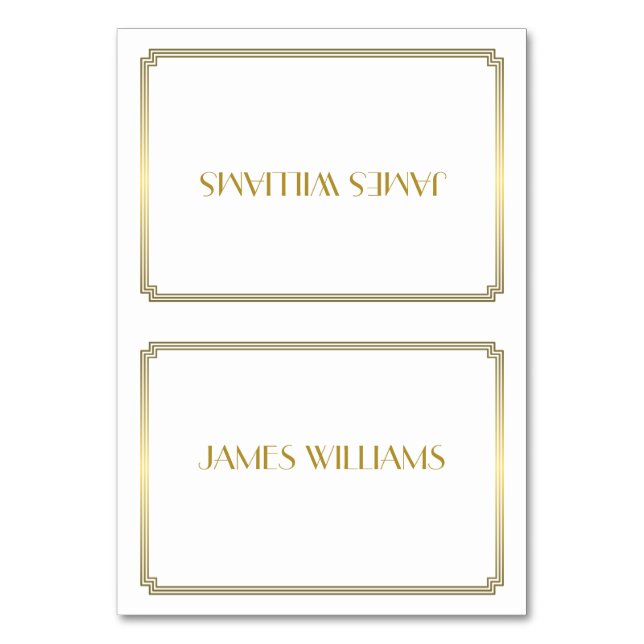 Great Gatsby Art Deco White Place Setting Cards (Front)