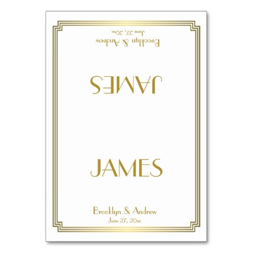 Great Gatsby Art Deco White Wedding Place Cards