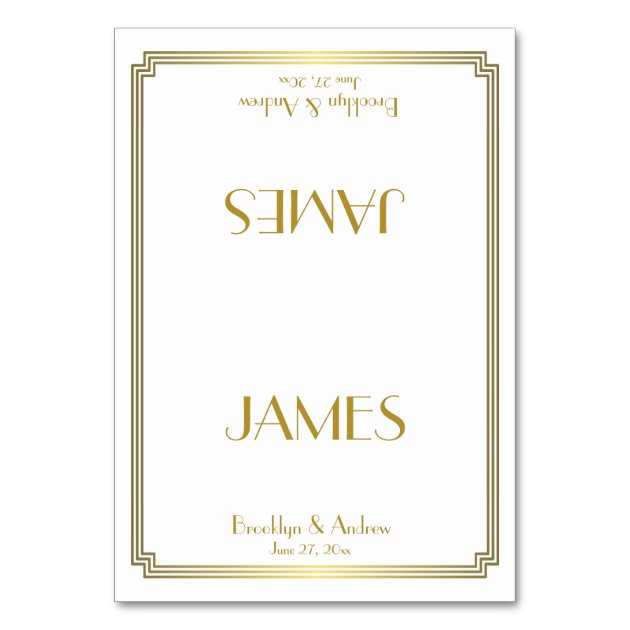Great Gatsby Art Deco White Wedding Place Cards