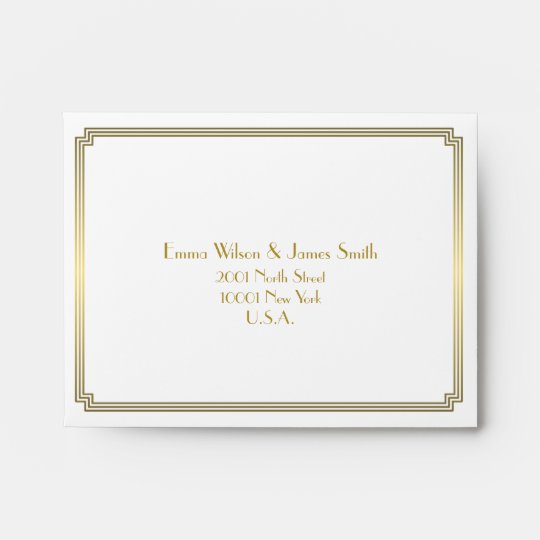 Great Gatsby Art Deco White Wedding RSVP Envelopes
