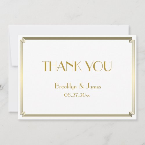 Great Gatsby Art Deco White Wedding Thank You Card