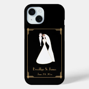 Great Gatsby Black Art Deco Wedding iPhone Case