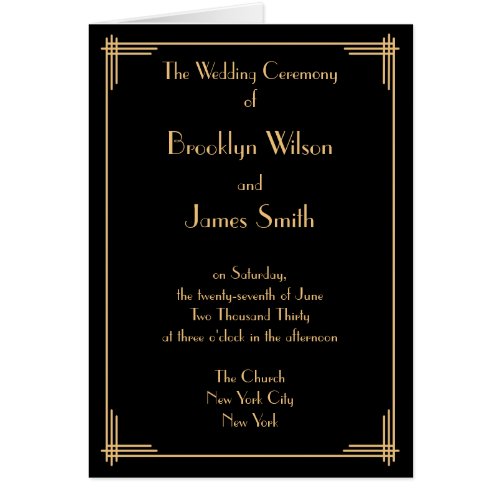 Great Gatsby Black Art Deco Wedding Programs