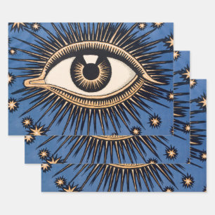Great Gatsby Blue Eye Evil Eye Artwork Decoupage Wrapping Paper Sheets