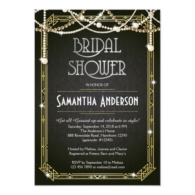 Great Gatsby Bridal Shower Invitation / Art Deco