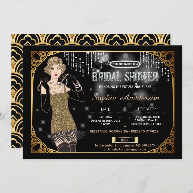 Great Gatsby bridal shower invitation flapper | Zazzle