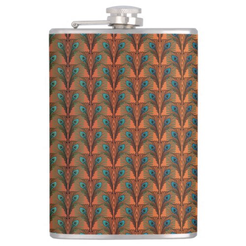 Great Gatsby Feathers art deco design Hip Flask