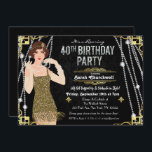 Great Gatsby Flapper Girl 40th Birthday Invitation<br><div class="desc">Celebrate like they did in the Swinging Twenties with our fabulous,  Gatsby-inspired invitation. Whether you’re planning a bachelorette party or a birthday party,  take your event back in time to the fabulous era of Art Deco and lavish living.</div>