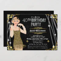 Great Gatsby Flapper Girl Birthday Invitation Zazzle