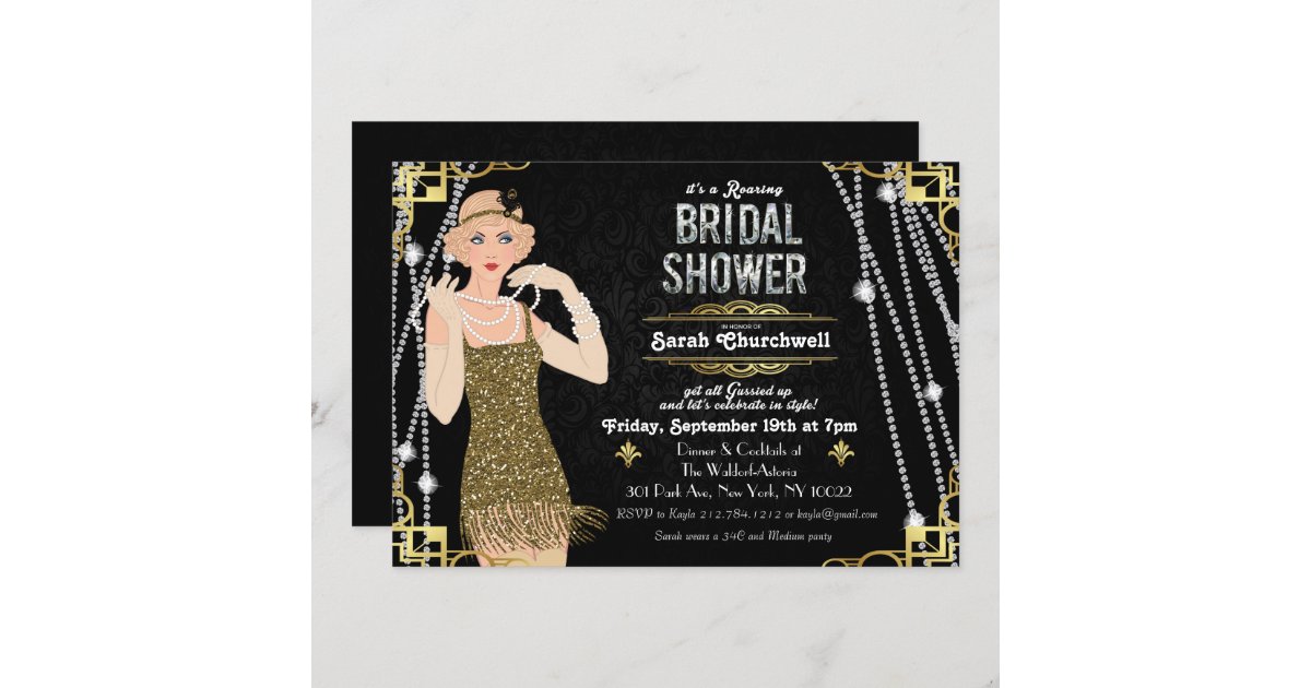 Great Gatsby Flapper Girl Bridal Shower Invitation | Zazzle