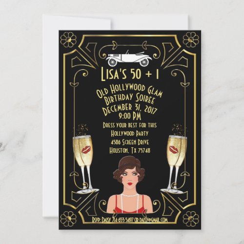 Great Gatsby Flapper Girl Hollywood Invite