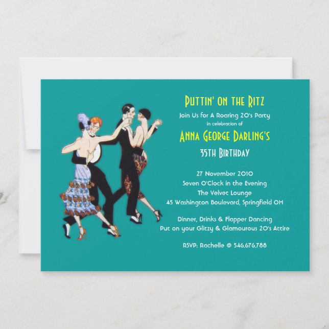 GREAT GATSBY - Flapper Party Invitations (Front)