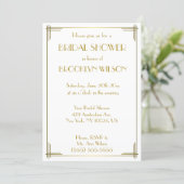 Great Gatsby Gold Art Deco Bridal Shower Invites (Standing Front)