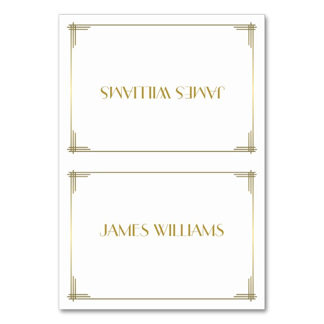 Great Gatsby Gold Art Deco Place Setting Cards (Front)