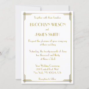 Great Gatsby Gold Art Deco Wedding Invites