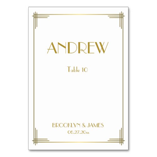 Great Gatsby Gold Art Deco Wedding Table Cards