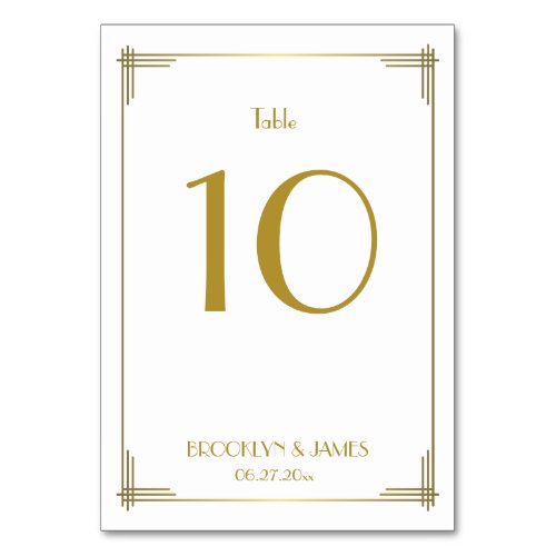 Great Gatsby Gold Art Deco Wedding Table Numbers