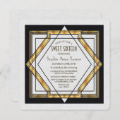 Great Gatsby Gold White Art Deco 1920s SWEET 16 Invitation (Front/Back)