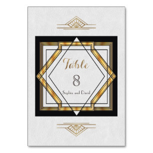 Great Gatsby Gold White Art Deco TABLE NUMBER