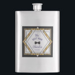 Great Gatsby Gold White Art Deco The BEST MAN Hip Flask<br><div class="desc">Roaring 20s Great Gatsby Vintage Art Deco Wedding Invitation. A black and gold 1920's inspired card design features faux gold foil geometric style of Art Deco on a white textured background. Use Customize tool to add your info. See, also, my Great Gatsby Gold White Art Deco Wedding Collection. The 1920s...</div>