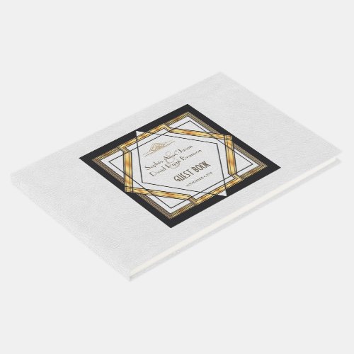 Great Gatsby Gold White Art Deco Wedding Guest Book