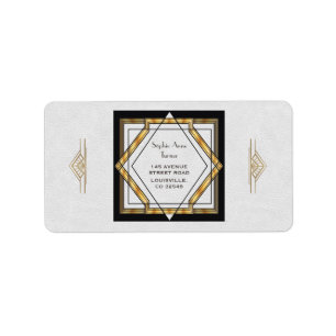 Great Gatsby Gold White Art Deco Wedding Label