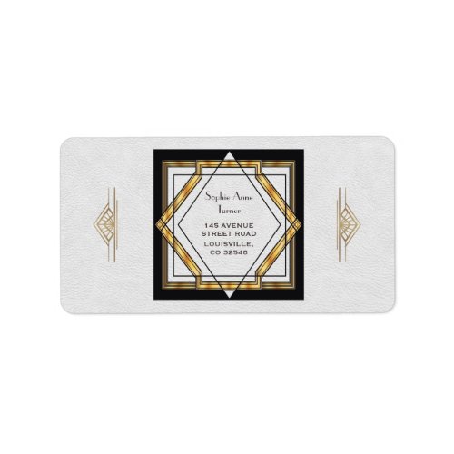 Great Gatsby Gold White Art Deco Wedding Label