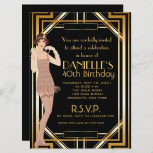 Great Gatsby Inspired Art Deco Birthday Invitation