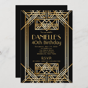 Great Gatsby Inspired Art Deco Birthday Invitation