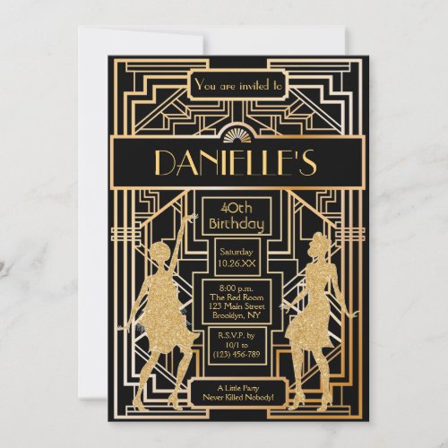 Great Gatsby Inspired Art Deco Birthday Invitation