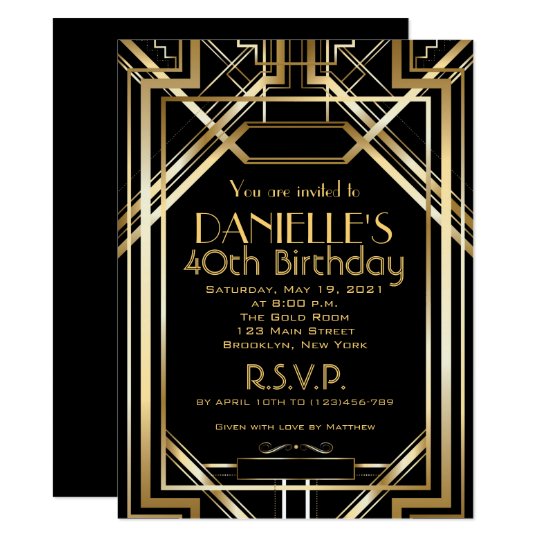 great gatsby inspired art deco birthday invitation great gatsby invitation template free