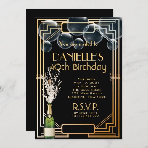 Great Gatsby Inspired Art Deco Birthday Invitation