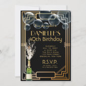 Great Gatsby Inspired Art Deco Birthday Invitation (Front)