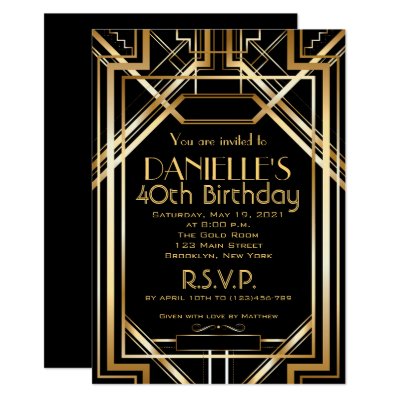 great gatsby inspired art deco birthday invitation zazzle com
