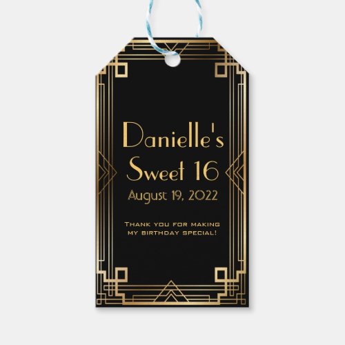 Great Gatsby Inspired Art Deco Favor Tags