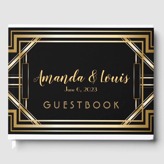 Great Gatsby Inspired Art Deco Wedding Guest Book (Front)