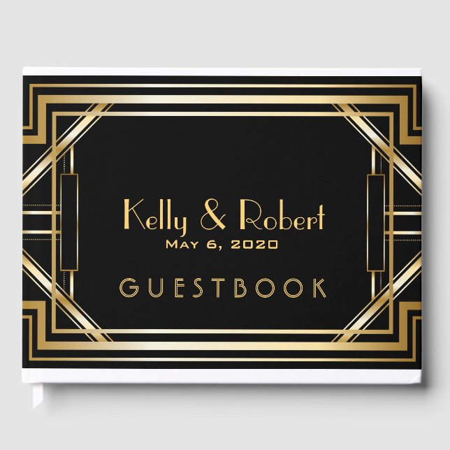 Great Gatsby Inspired Art Deco Wedding Guest Book (Front)
