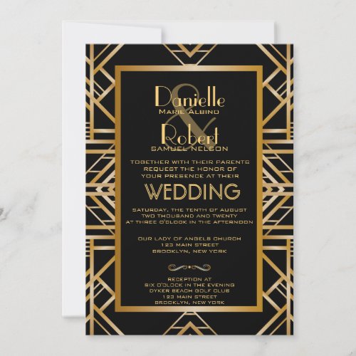 Great Gatsby Inspired Art Deco Wedding Invitation