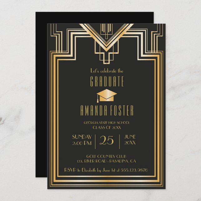 Great Gatsby Inspired graduation Party Card (Front/Back)