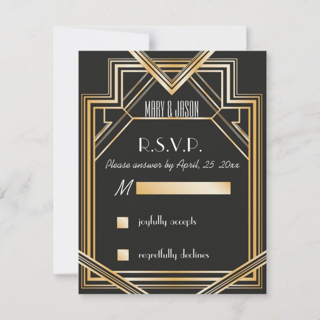 Great Gatsby inspired RSVP card (Front)