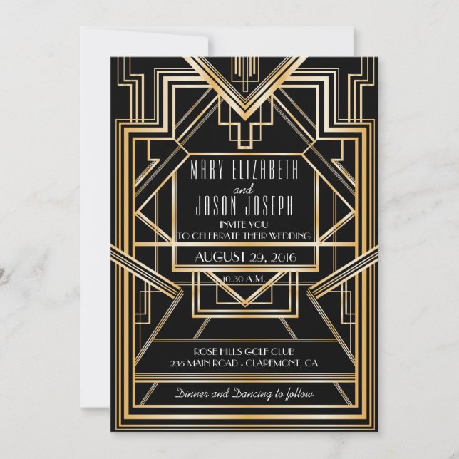 Great Gatsby Inspired Wedding invitation (Front)