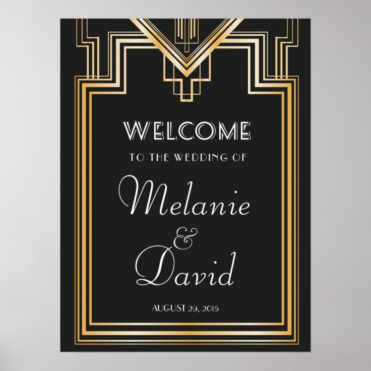 Great Gatsby Inspired Welcome Wedding Signage Poster | Zazzle