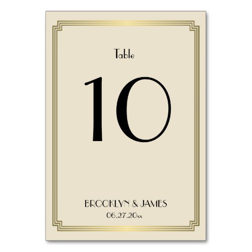 Great Gatsby Ivory Gold Wedding Table Numbers