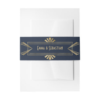 Great Gatsby Monogrammed art deco wedding  Invitat Invitation Belly Band