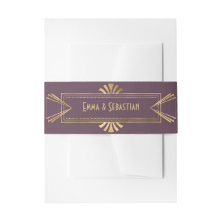 Great Gatsby Monogrammed art deco wedding Invitat Invitation Belly Band